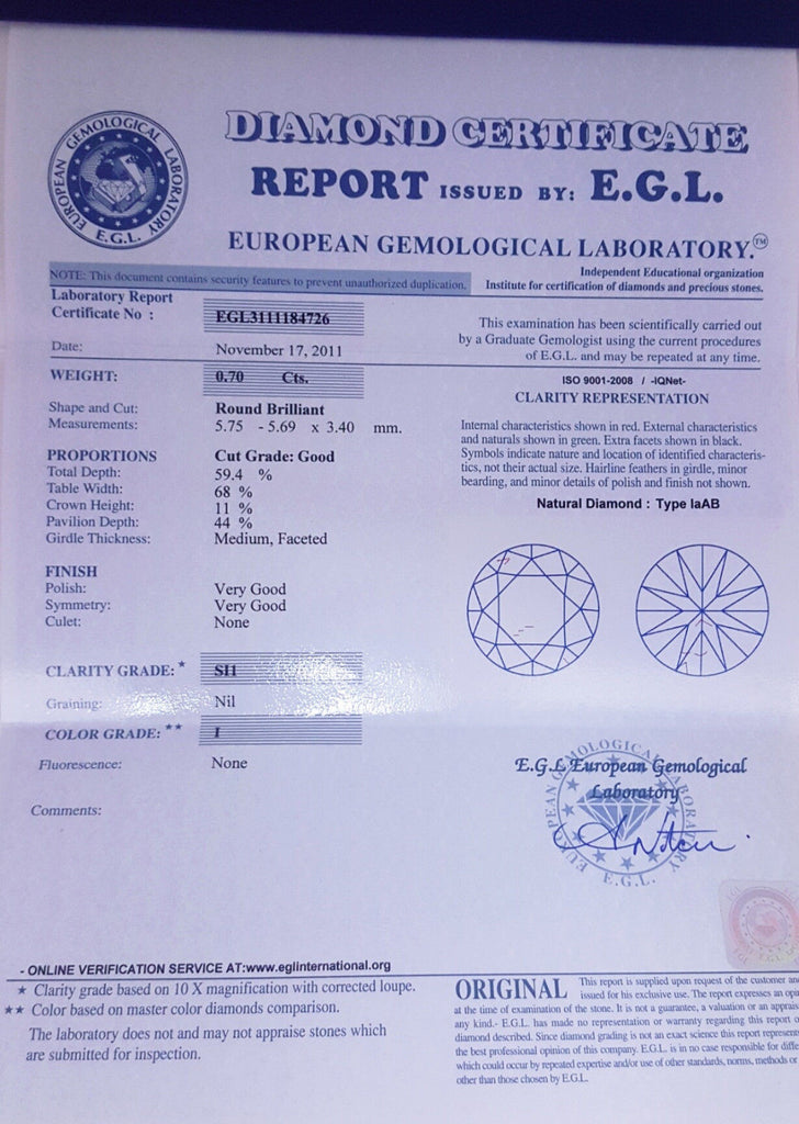 Egi clearance diamond certificate