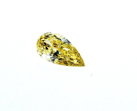 IGI Certified Rare Fancy Intense Yellow Canary Pear Cut Diamond 0.32 Carat VS1