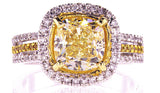 3.50 CT Cushion Cut Natural Fancy Yellow Color Diamond Ring GIA Certified VS1