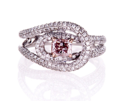 GIA Certified Natural Brilliant FANCY PINK Radiant Diamond Ring 1.50 CT 18K Gold