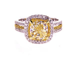 3.50 CT Cushion Cut Natural Fancy Yellow Color Diamond Ring GIA Certified VS1