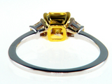 1CT Diamond Ring 18K Gold Fancy Intense Yellow Natural Asscher Cut GIA Certified