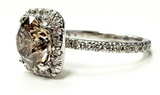 3CT Platinum Diamond Ring Natural Brown Color GIA Certified Round Cut Brilliant