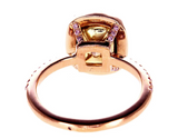 3CT Pink Diamond Ring 18K Rose Gold Yellow Cushion Cut Brilliant GIA Certified