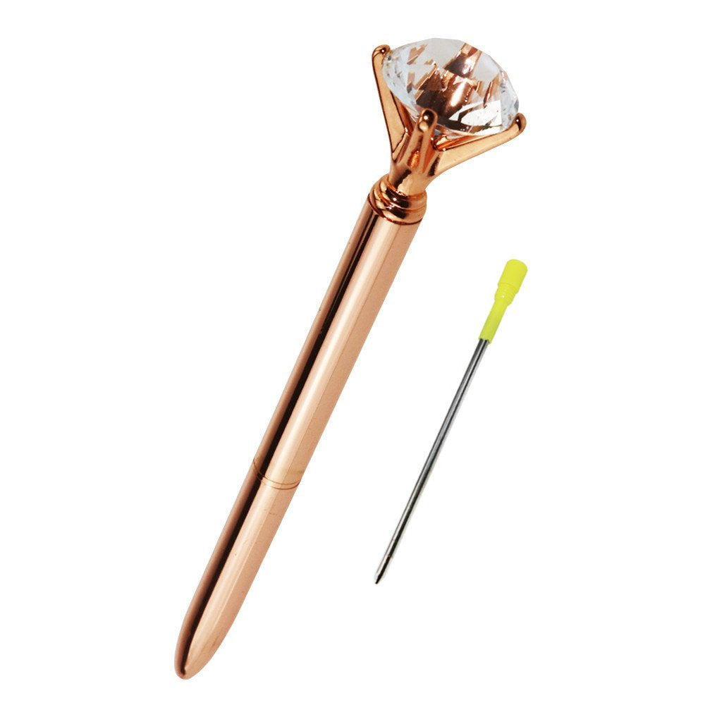 Ballpoint Pen with Diamond Head Rose Gold High Quality Metal