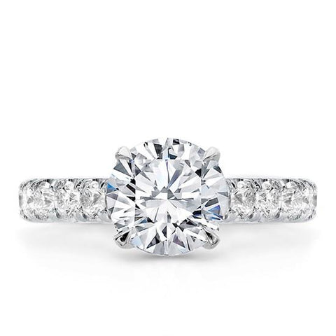 Large French Cut Basket Engagement Ring Setting 14K White Gold