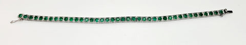 10CT Emerald Tennis Bracelet Vintage Estate Natural 14K White Gold 8' inch
