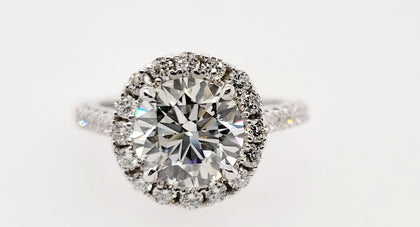 3CT Diamond Engagement Ring Round Cut Brilliant Lab Created 14K White Gold