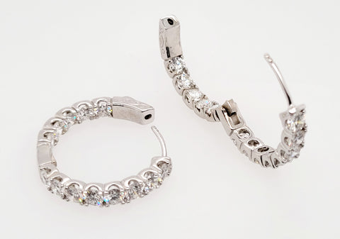 4CT Diamond Hope Earrings 14K White Gold Lab Created Round Cut Brilliant