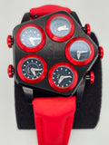 Rare Jacob & Co Grand Red Color Watch 5 Time Zone Original PVD Stainless Steel