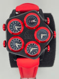Rare Jacob & Co Grand Red Color Watch 5 Time Zone Original PVD Stainless Steel