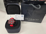 Rare Jacob & Co Grand Red Color Watch 5 Time Zone Original PVD Stainless Steel