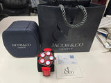 Rare Jacob & Co Grand Red Color Watch 5 Time Zone Original PVD Stainless Steel