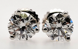 1CT Diamond Studs Earrings 14K White Gold Screw Back Martini GIA Certified