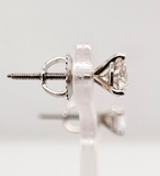 1CT Diamond Studs Earrings 14K White Gold Screw Back Martini GIA Certified