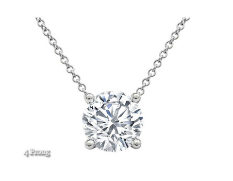 1CT Lab Grown Diamond Floating Solitaire Pendant 14k White Gold Round 18' Inch