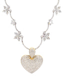 6.50CTW Natural Diamond Necklace Women 14K White Gold Heart Shape Flower