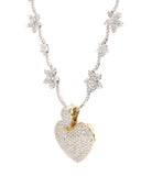 6.50CTW Natural Diamond Necklace Women 14K White Gold Heart Shape Flower