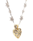 6.50CTW Natural Diamond Necklace Women 14K White Gold Heart Shape Flower