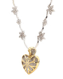 6.50CTW Natural Diamond Necklace Women 14K White Gold Heart Shape Flower