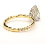 2.64CT Diamond Ring Petrol Color Natural Fancy Pear Cut 18K Yellow Gold GIA Cert