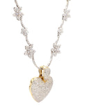 6.50CTW Natural Diamond Necklace Women 14K White Gold Heart Shape Flower