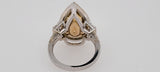 Huge 11.20CT Diamond Ring Fancy Color Pear Cut Brilliant GIA Certified 18K White Gold
