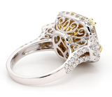 10CT Diamond Ring 18K White Gold Fancy Yellow Natural GIA Certified Cushion Cut