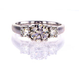 GIA Certified Round Cut 14k Gold 3 Stone Diamond Engagement Ring 1.56 CTW M Color VS2