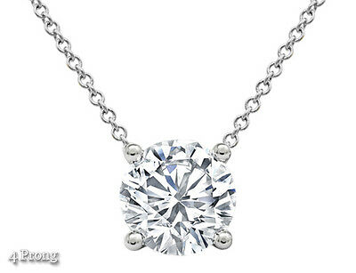 Diamond Pendant Necklace Solitaire Floating 0.50 CTW Round Cut 14k White Gold