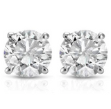 0.25CT DIAMOND STUD EARRINGS 14K White Gold Push Back Natural Round Cut Brilliant