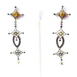 Diamond Drop Earrings 2.70 CTW Ladies 14k Yellow Gold Multi Color Gemstone