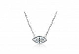 0.75 CTW Marquise Cut 14k White Gold Floating Solitaire Evil Eye Pendant 18"