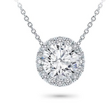 Natural Diamond Pendant Necklace Halo 1.50 CT Round Cut Solid 14k White Gold
