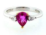 14k Lady's Pear Shape Cut Pink Color Sapphire Diamond Ring 1 CT Retail $2800