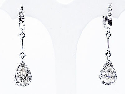 2.87 CT Diamond Earrings 14k White Gold Natural Pear Cut Drop Dangle H/I1