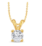 1/4 Ct Diamond Pendant 18" Necklace Women's Round G Color SI1 14k Yellow Gold