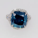9CT Blue Diamond Ring Natural Cushion Cut Fancy Color 18K Gold GIA Certified