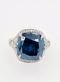 9CT Blue Diamond Ring Natural Cushion Cut Fancy Color 18K Gold GIA Certified