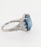 9CT Blue Diamond Ring Natural Cushion Cut Fancy Color 18K Gold GIA Certified