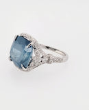 9CT Blue Diamond Ring Natural Cushion Cut Fancy Color 18K Gold GIA Certified