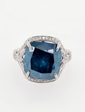 9CT Blue Diamond Ring Natural Cushion Cut Fancy Color 18K Gold GIA Certified