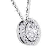 3/4 CTW Round Cut Solid 14k White Gold Halo Pendant 18" Necklace VS2
