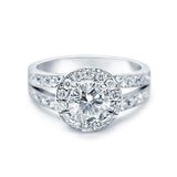 14k White Gold Round Cut Halo Diamond Engagement Ring 1.35 ct I Color SI2