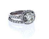 Diamond Engagement Ring14k White Gold Round Cut Halo and Wedding Band 3 ct VS1