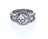Diamond Engagement Ring14k White Gold Round Cut Halo and Wedding Band 3 ct VS1