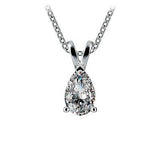 1/2 CTW Pear Cut Solid 14k White Gold Solitaire Pendant 18" Necklace VS2