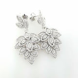 18k White Gold Natural Round Cut Drop Leaf Dangle Diamond Earrings 5 CT H SI2