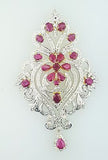 Pendant and Earring 14k Gold Natural Oval Red Ruby & Round Cut Diamond 4.16 CTW