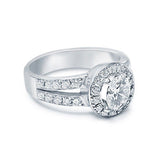 14k White Gold Round Cut Halo Diamond Engagement Ring 1.35 ct I Color SI2